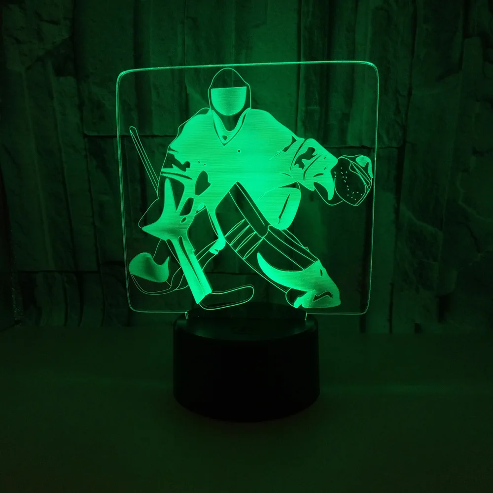 3 вида стилей Новинка освещение хоккеист Ice плеер 3D свет в ночь Touch USB лампа
