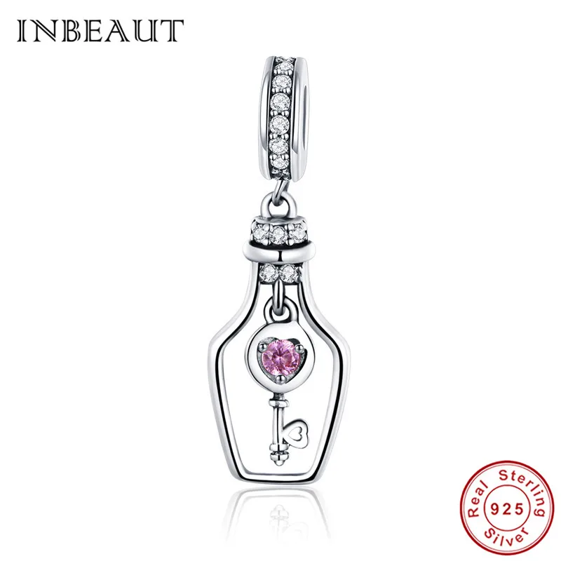 sc1071 INBEAUT 925 пробы Серебряная Классическая безопасная цепочка с ромашками Синий Циркон звезда гитара Роза Шарм Подходит для Пандора Браслет - Окраска металла: sc1071