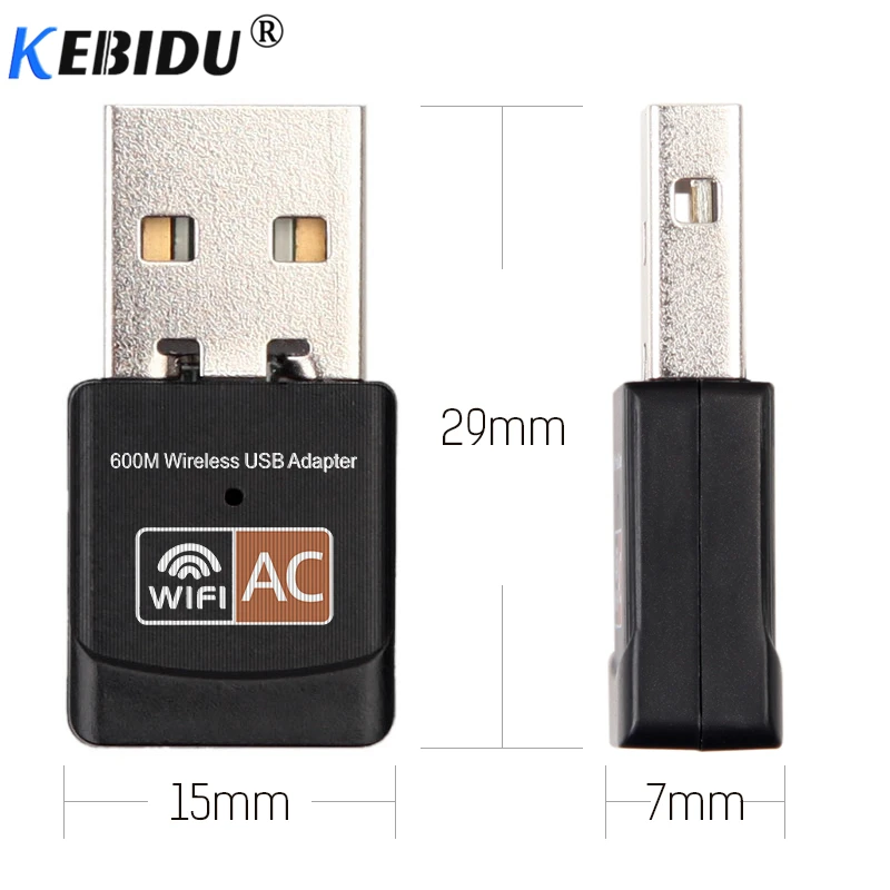 kebidu Wireless 600Mbps USB wifi Adapter Network Card 2.4GHz 5GHz WiFi Antenna PC Computer Receiver Dual Band 802.11b/n/g/ac | Компьютеры