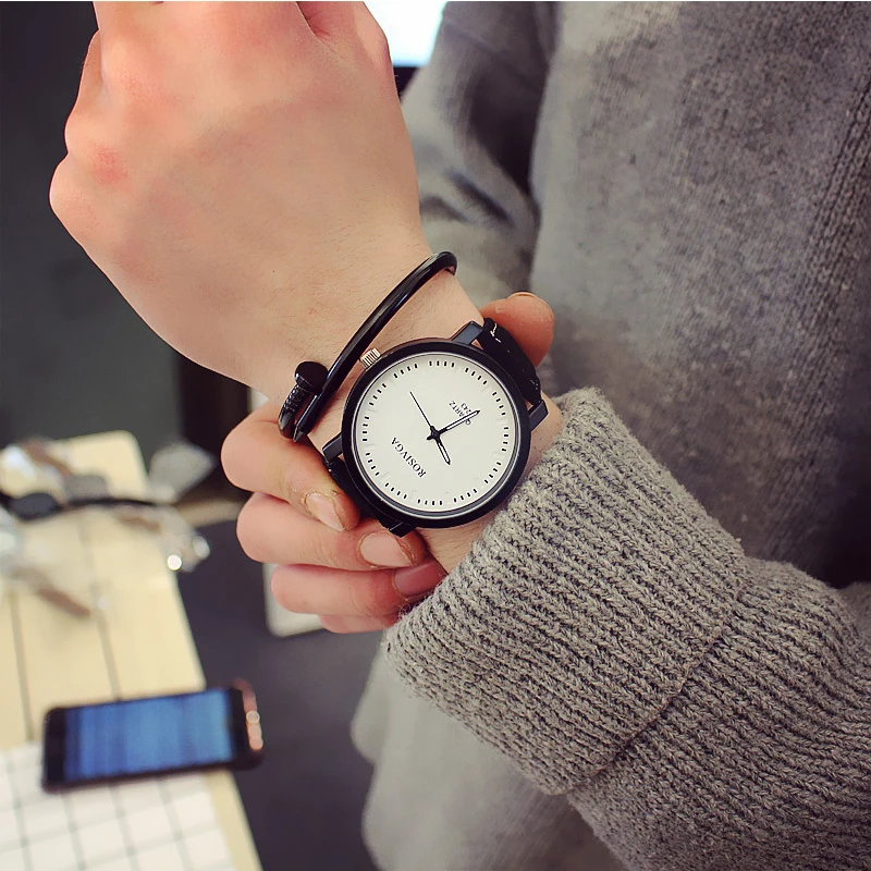 Женские и мужские кварцевые часы с большим циферблатом повседневные простые в