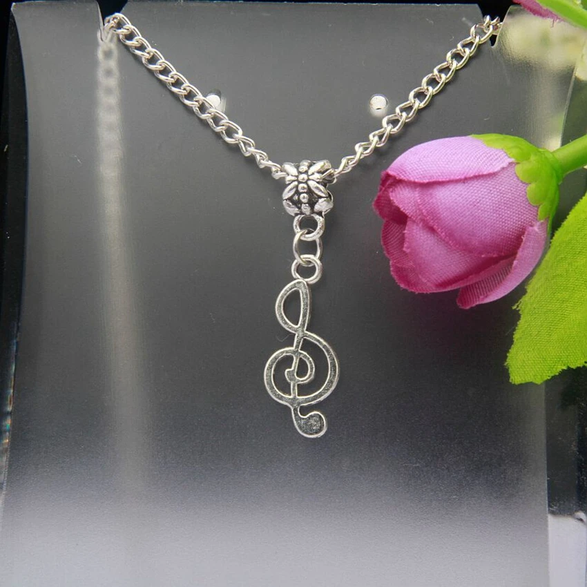 Горячая 5 шт./лот Древний серебряный музыкальная нота Шарм Подвеска колье Цепочки