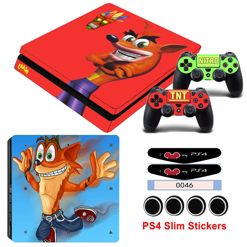 Горячая Crash Bandicoot N кожа Наклейка Обложка для Playstation 4 Slim PS4 Slim консоль наклейки и наклейки 2 контроллеров
