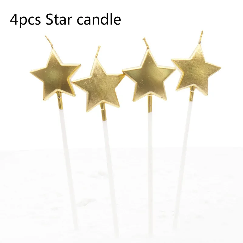 Gold star Gold/Sliver Love Letter candles Romantic wedding cake decoration star heart candle birthday party DIY curve paraffin candle - Цвет: Gold star
