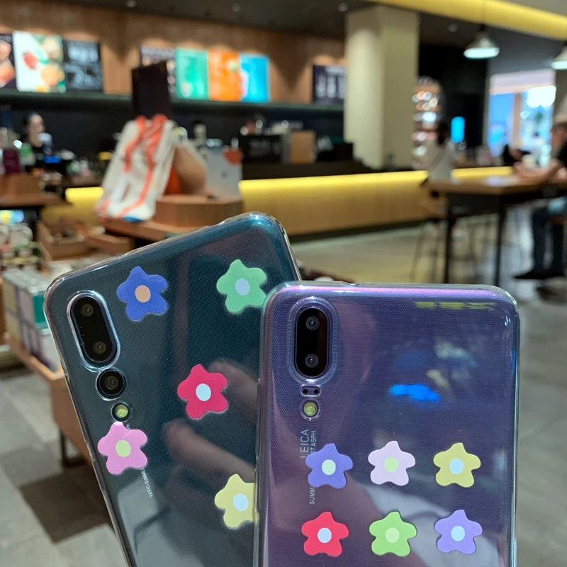Cute Flower Clear Soft Silicone TPU Case Cover For Huawei P20 P30 Mate 10 20 Pro Nova 3 3i 4 4e Honor 8 9 Lite 8X Max View |