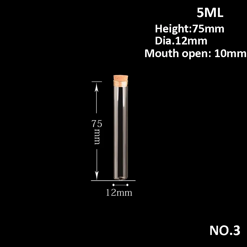 

50 Transparent small glass Cork test tube bottle, wishing straight cylinder bottle vial pendants flat base Fashion jewelry
