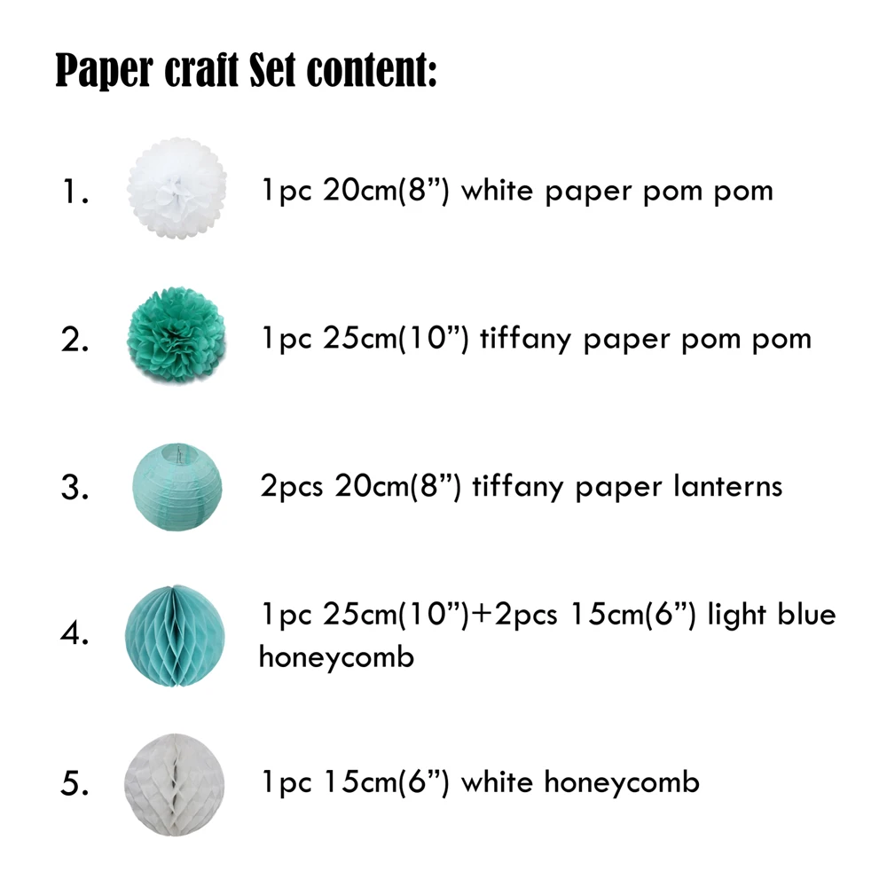 Хит продаж 8 шт. набор Тиффани бумажные поделки помпон тканевый белый круглые