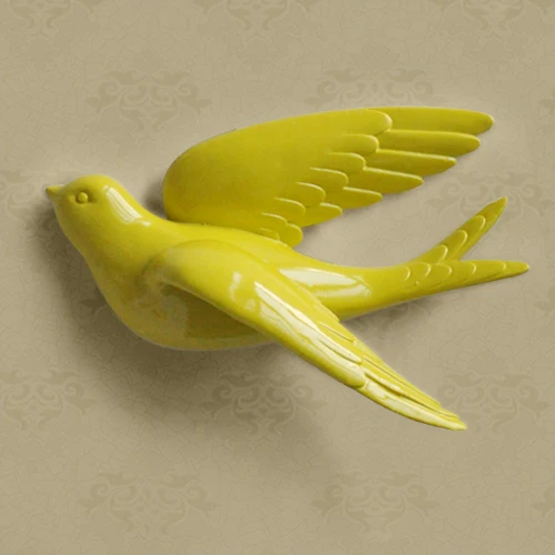 Big Yellow R Смолы 3d ласточка птицы Статуэтка настенные наклейки домашний Декор Аксессуары для гостиной украшение дома декоративные наклейки на стену - Цвет: Big Yellow R