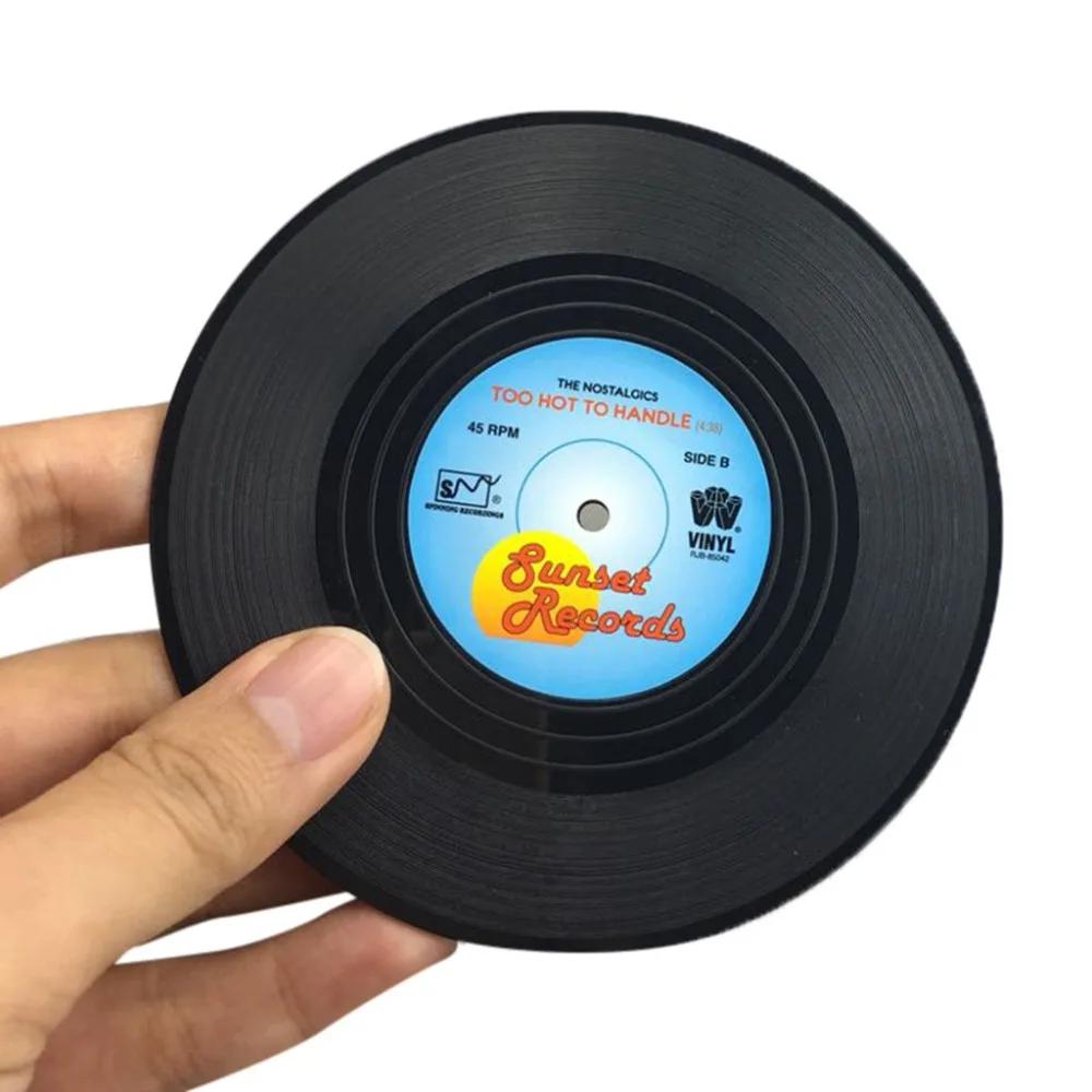 Креативная виниловая подставка CD пластинка держатель для напитков коврик для посуды пластиковый коврик Настольный коврик onderzeters чашка коврик аксессуары