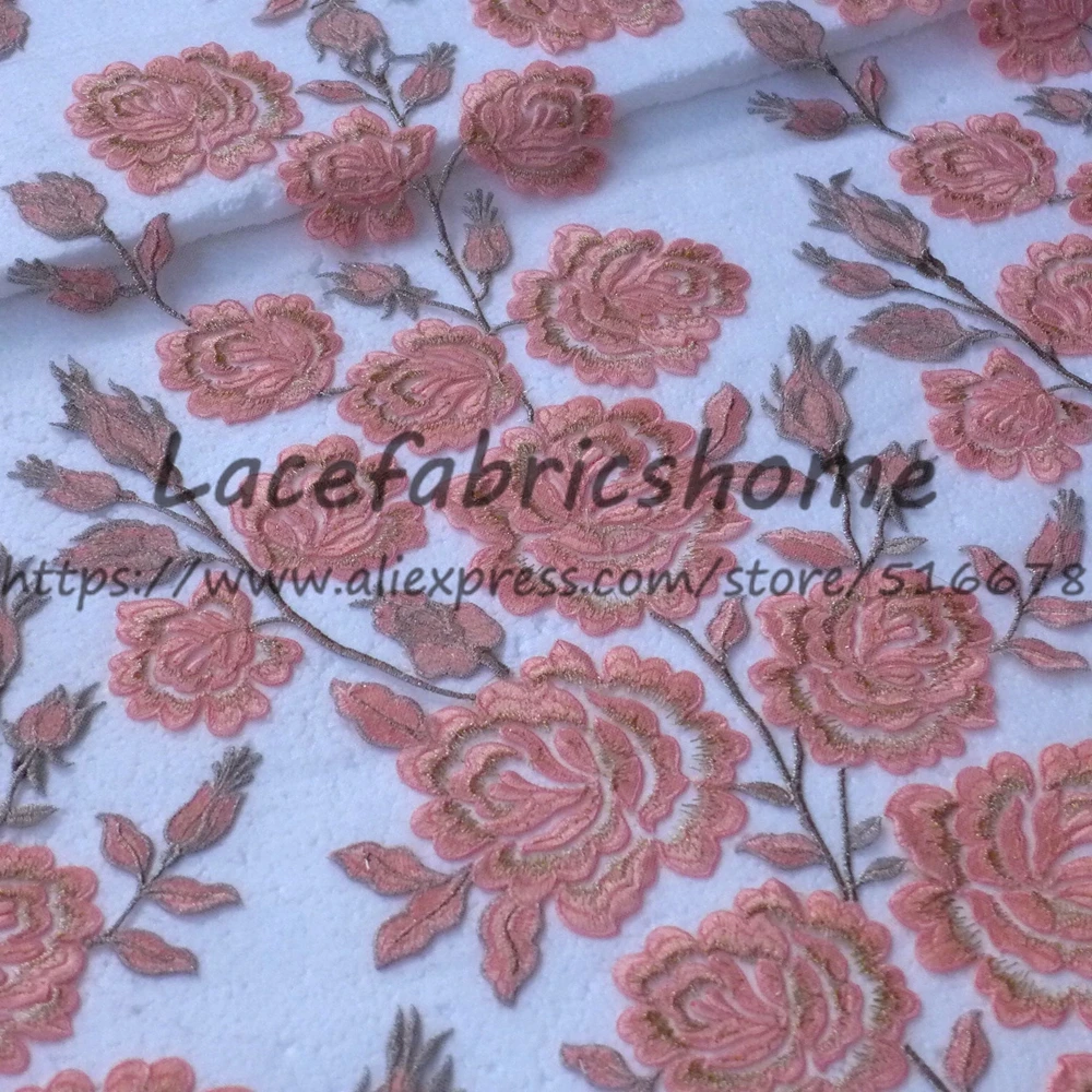 Горячая Распродажа розовое/серебряное/золотое Высокое качество 3D цветы на сетке