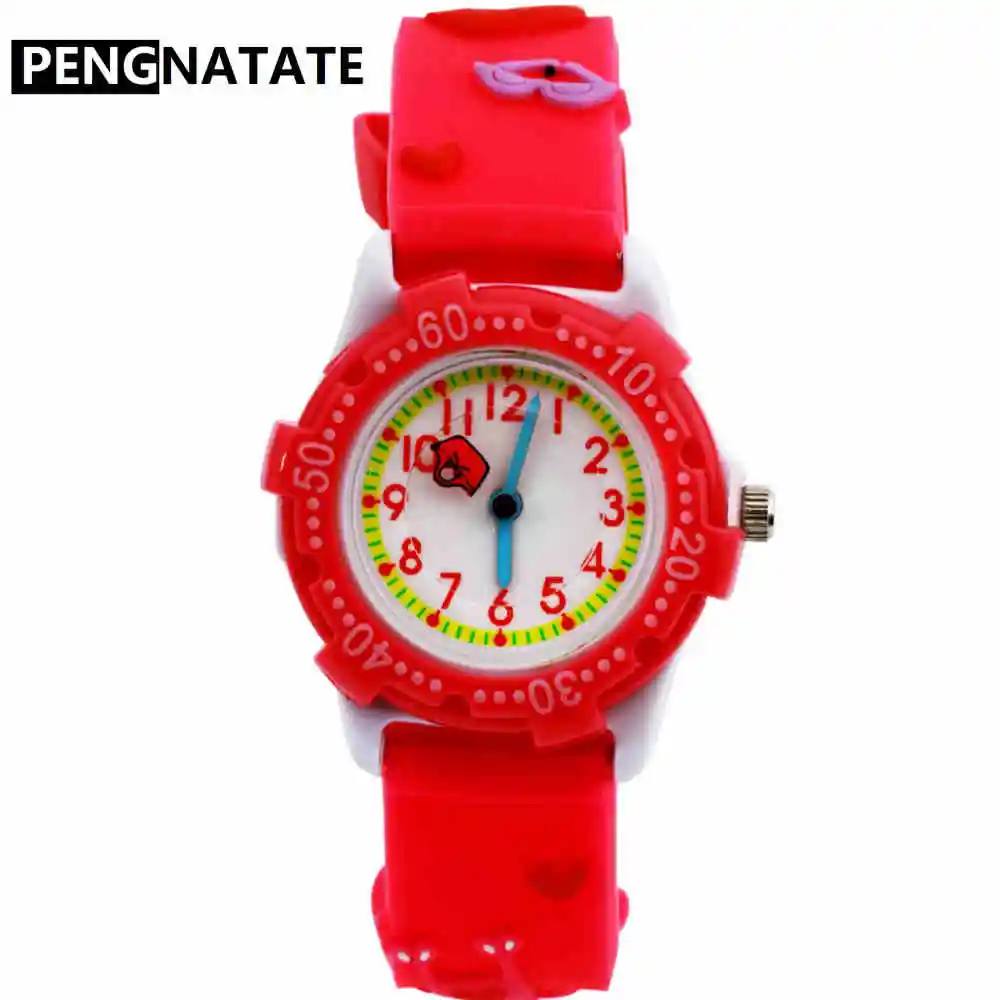 

PENGNATATE Children Watches 3D Bracelet Rotate Wristwatch Fashion Cute Cartoon Strap Silicone Watch for Kids Boy Girl Gift Clock