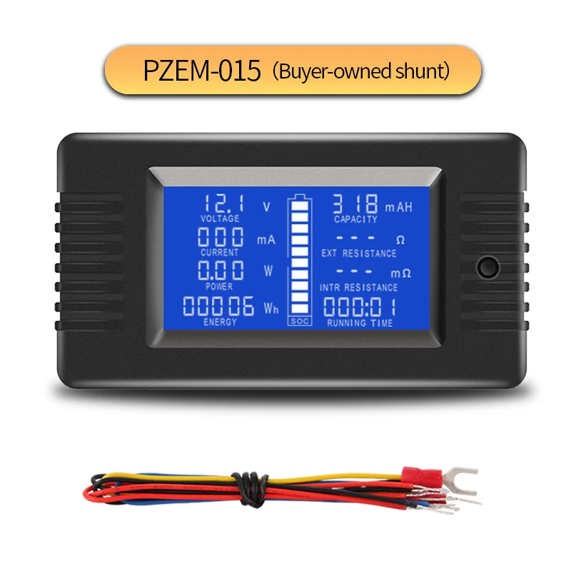 PZEM015 no shunt Цифровой DC 0-200 в 300A тестер напряжения тока для автомобильных аккумуляторов сопротивление емкости Измеритель напряжения 12 в 24 в 48 в 96 в - Цвет: PZEM015 no shunt