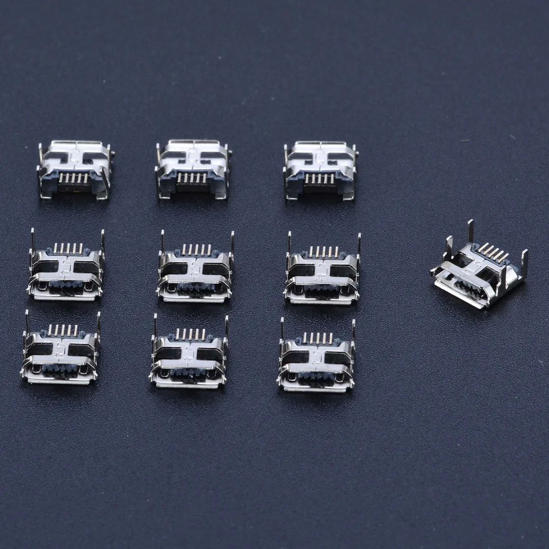10 шт./компл. Micro USB гнездо 5pin Тип B 4 вертикальный ноги разъемов для пайки