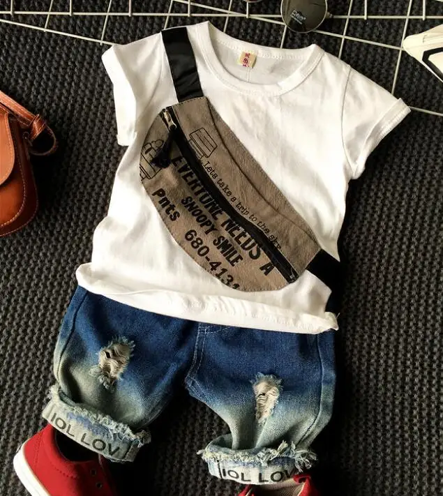 2pcs set Комплекты одежды для мальчиков, летний костюм, футболка с короткими рукавами для мальчиков+ шорты, комплект из 2 предметов, комплект одежды для мальчиков 2-6 лет - Цвет: 2pcs set
