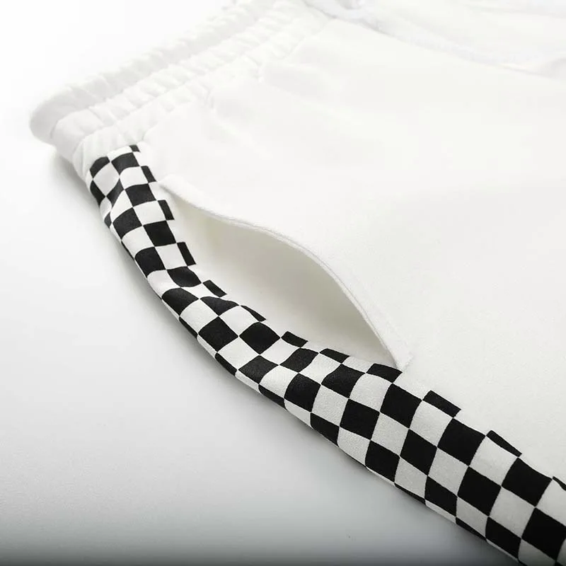 Женский спортивный костюм из 2 предметов повседневный в клетку с боковыми