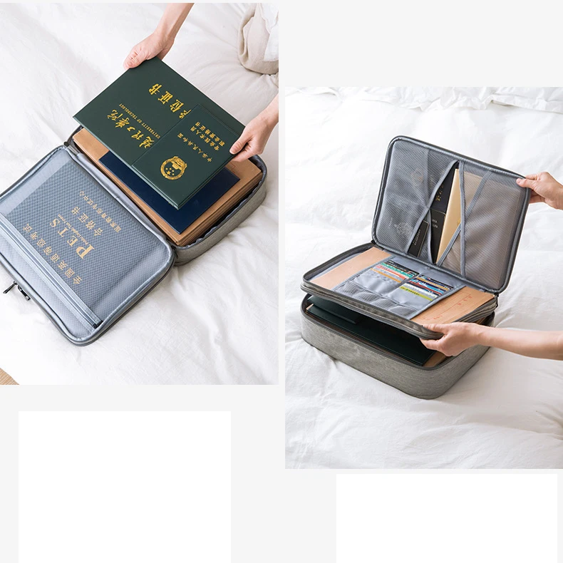 Folder Document Bag Multi-function A4 Grid File Folder Fabric Document Boxs Holder Storage For Passport Ticket Package Pouch