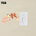 YOJA растение живопись Поющая птица с розовой сливой цветок ПВХ Переключатель стикер декоративная наклейка для стен модный стиль 15SS0059