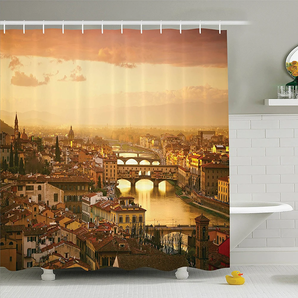 Мост Понте веккьо Италия птичий глаз закат вид замок дома старинный городской