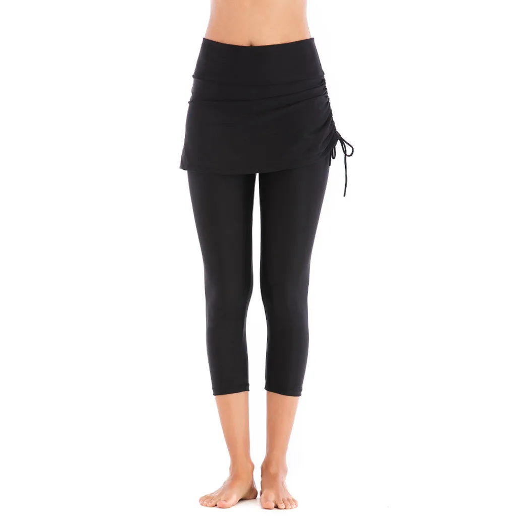 Купальник женский с завышенной талией однотонные черные купальники шортами юбка