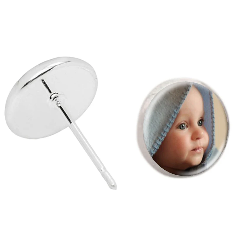 Персонализированные серьги с фотографией на заказ 12 мм круглые стеклянные