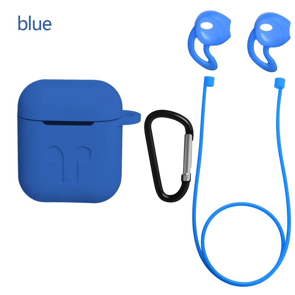 4in1 blue 5в1 силиконовые беспроводные Bluetooth наушники защитный чехол анти-потеря провода подставка для airpods для i часы аксессуары - Цвет: 4in1 blue
