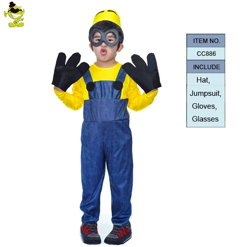 Minion boy Детские костюмы миньонов; карнавальные вечерние костюмы на Хэллоуин; маскарадный костюм из мультфильма «Гадкий я»; маскарадный костюм для мальчиков и девочек - Цвет: Minion boy