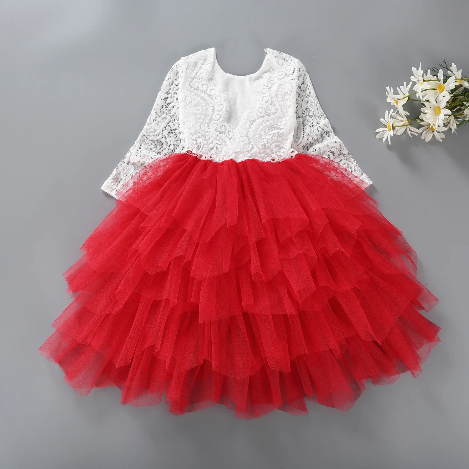 Испанская детская праздничная одежда пушистые тюлевые кружевные вязаные