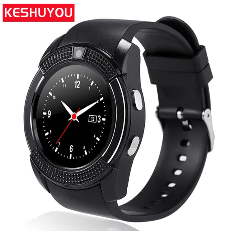 Смарт-часы KESHUYOU V8 на Android мужские спортивные умные часы с камерой и Sim-картой TF |