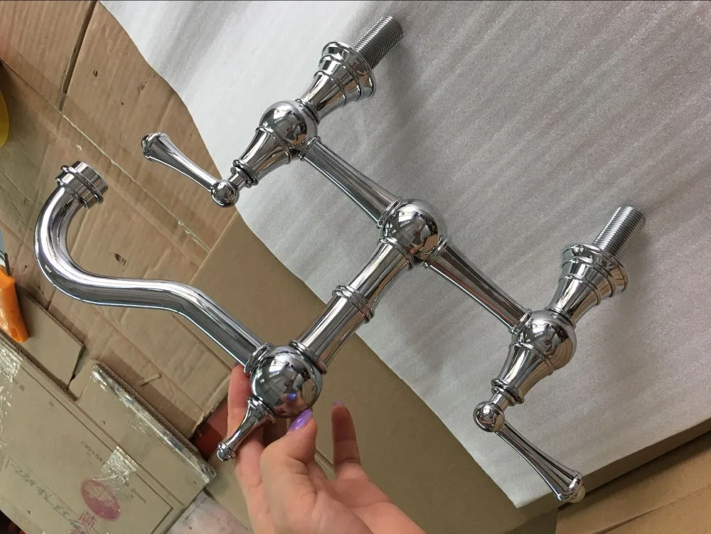 Бесплатная доставка смеситель для кухни из твердой латуни с двумя ручками и