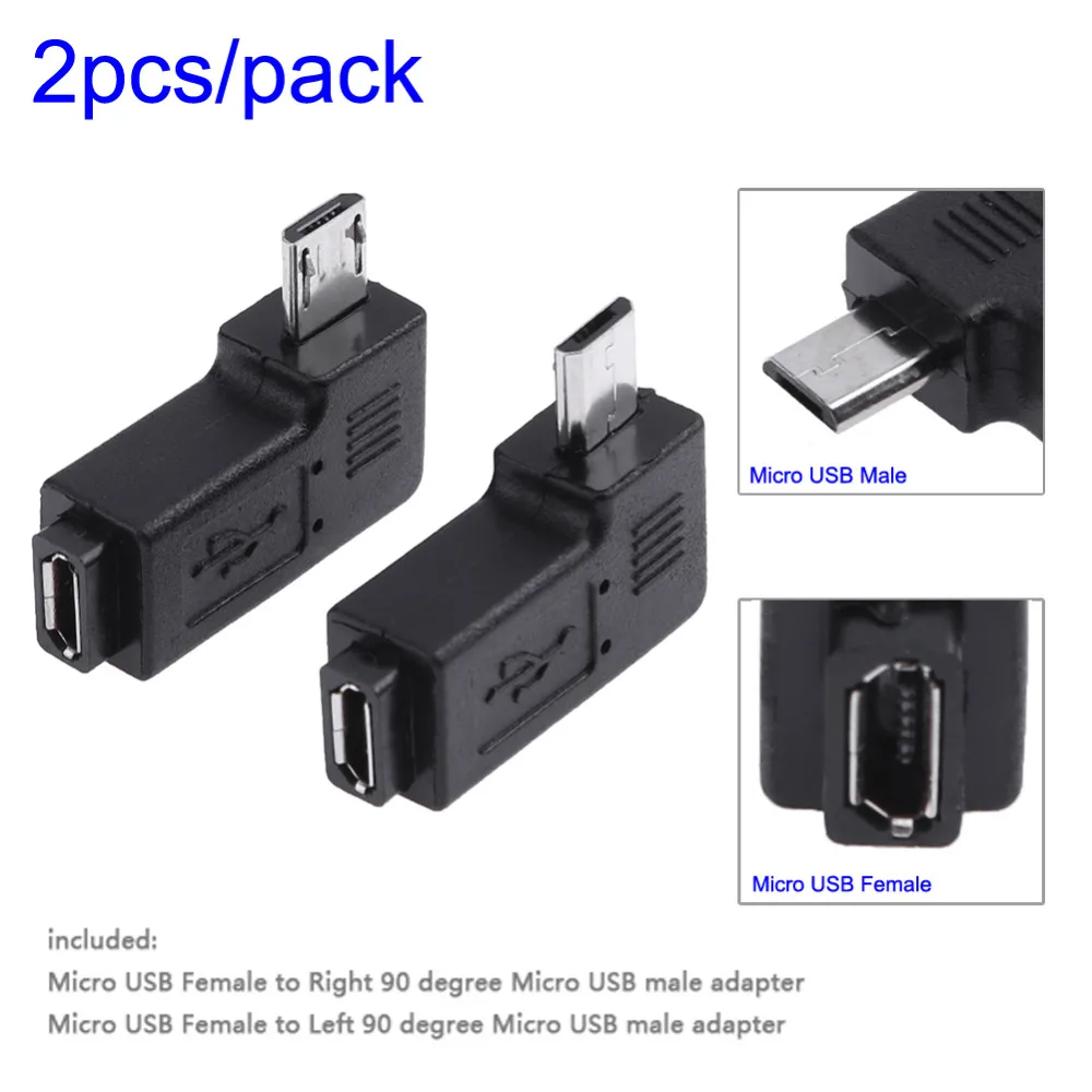 2 шт. 90 градусов прямоугольный переходник Micro USB мама папа L образный адаптер
