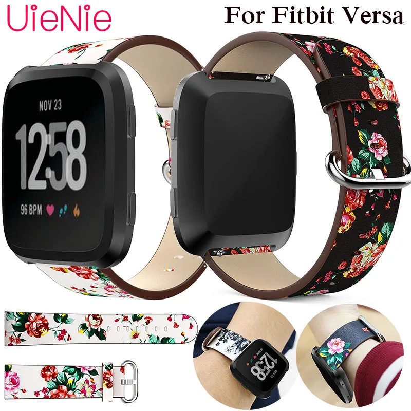 

Браслет с цветочным принтом для часов, кожаный ремешок с принтом пиона для Fitbit Versa, Сменные аксессуары для часов, ремешки