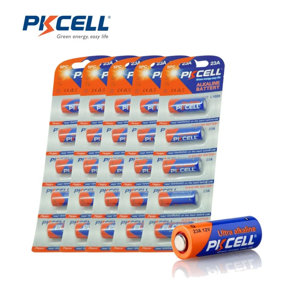 Щелочные аккумуляторы PKCELL 23A 2020 A23 12 В 23GA MN21 25 шт. | Электроника
