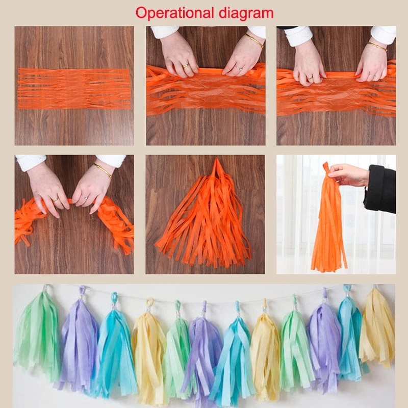 5 шт./пакет свадебное украшение сделай сам лента ткань кисточки бумага гирлянда