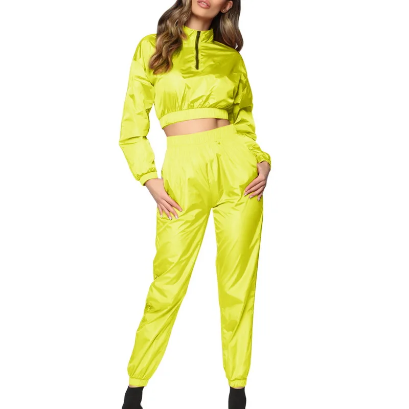 Осенний женский спортивный костюм однотонный комплект для йоги короткий топ с