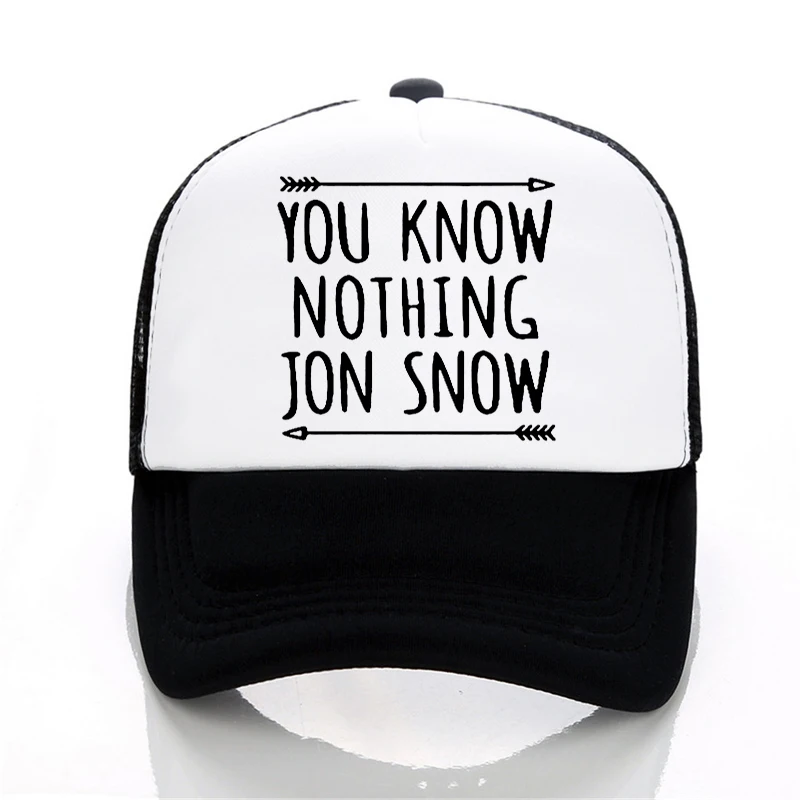

You Know Nothing Jon Snow Letter Baseball cap Summer leisure Mesh cap Adjustable outdoor Men and Women Trucker Cap
