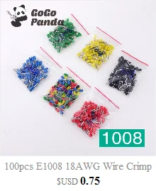 100 шт. E2508-E6012 16AWG провода обжимной контакт изолированный наконечник кабельный наконечник красочные E0508 1008 1508 7508 4012