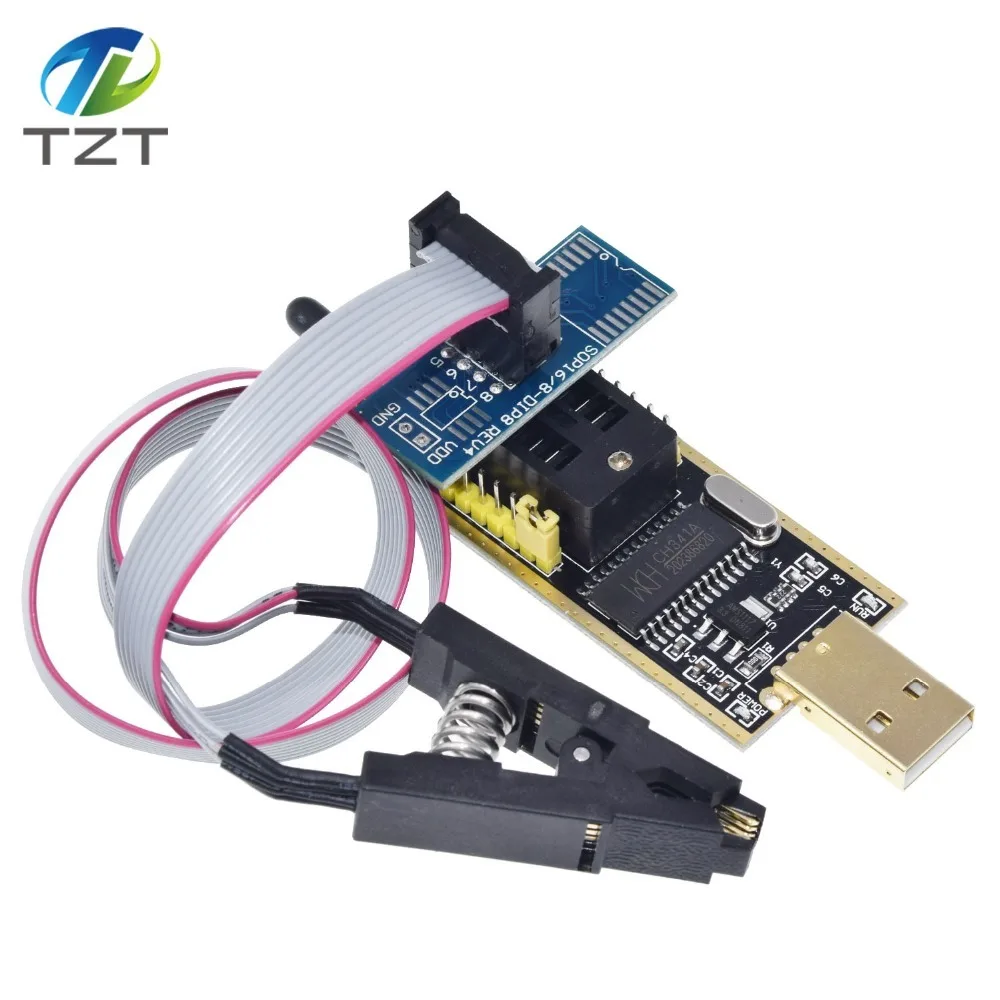 Программатор для FLASH и EEPROM на CH341A серия 24/25 BIOS/USB с пружинным зажимом SOIC8/SOP8 93CXX / 25CXX