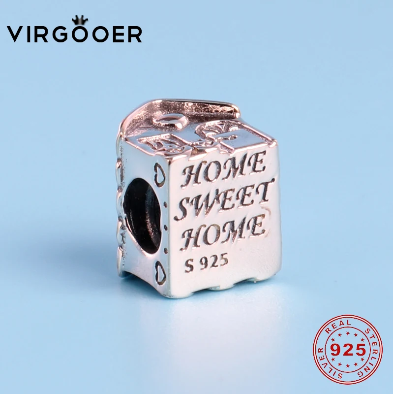 Virgooer милый дом из стерлингового серебра 925 пробы Diy подарок изящные бусы подходят