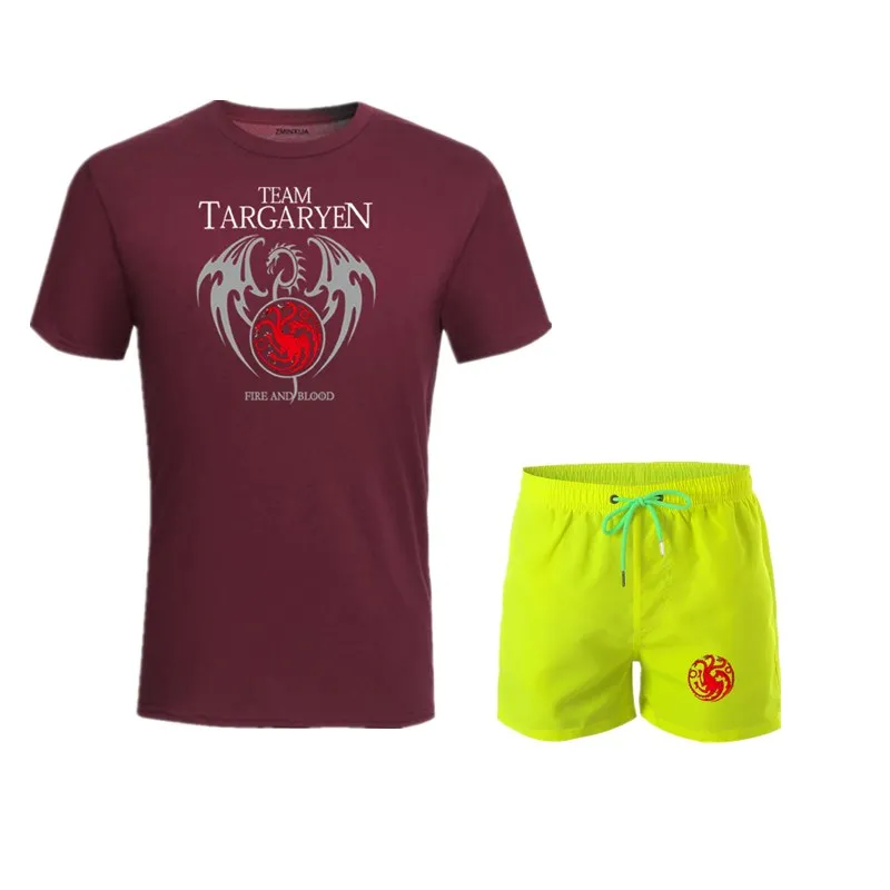 2019 Игра престолов таргариен Мужская футболка костюм из 2 предметов Повседневная