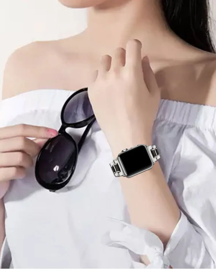 Натуральная древесина+ металлический стальной ремешок для часов для Apple Watch серии 1 2 3 4 38 мм 42 мм 40 мм 44 мм iWatch Ремешки для наручных часов