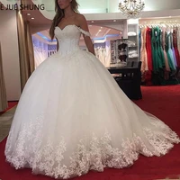 e jue shung white lace appliques ball gown wedding dresses sweetheart beaded princess bridal dresses robe de mariee