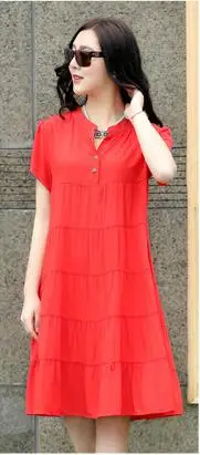 Новинка, винтажное летнее платье, vestidos robe, свободное, размера плюс, с коротким рукавом, с принтом, для офиса, женское платье, Elbise, M-4XL Размер - Цвет: red