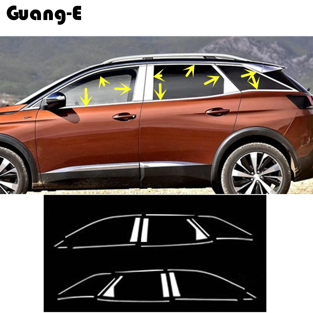 Для Peugeot 3008 GT 2016 2017 2018 2019 Автомобильная огранка из нержавеющей стали оконная