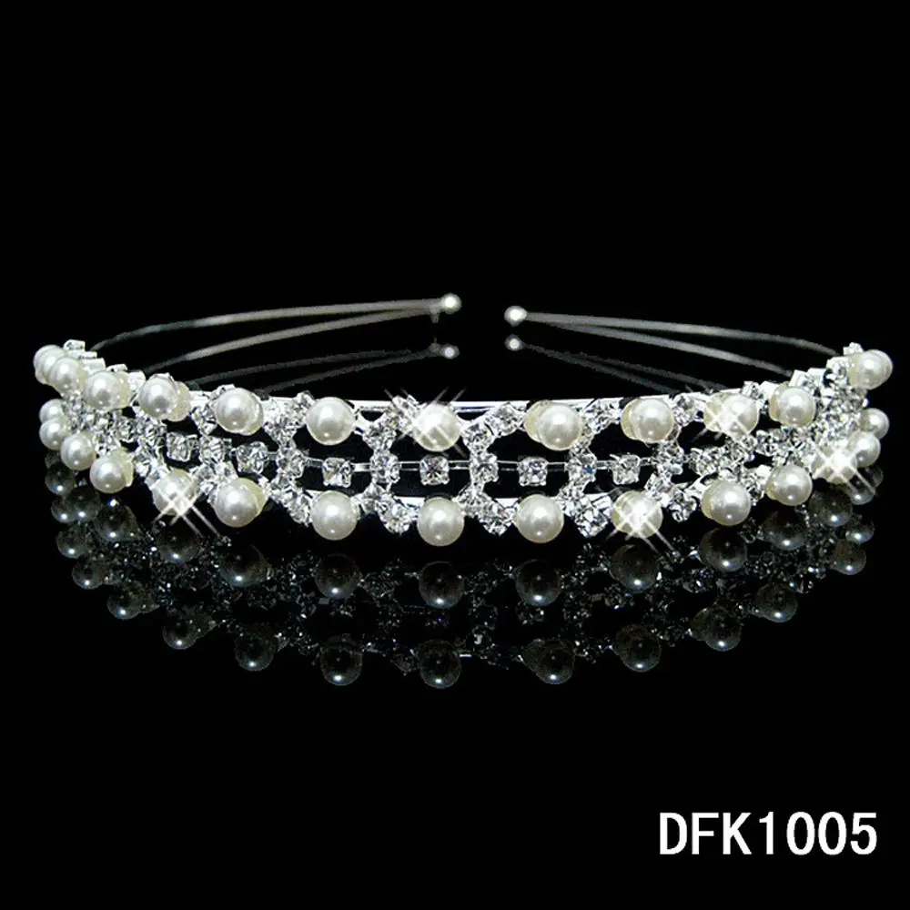 1 Pc Shiny Crystal Rhinestone Pearl Headband Wedding Bridal Silver Hairwear Party Girls Tiara Flower Hair bands Accessories | Украшения и