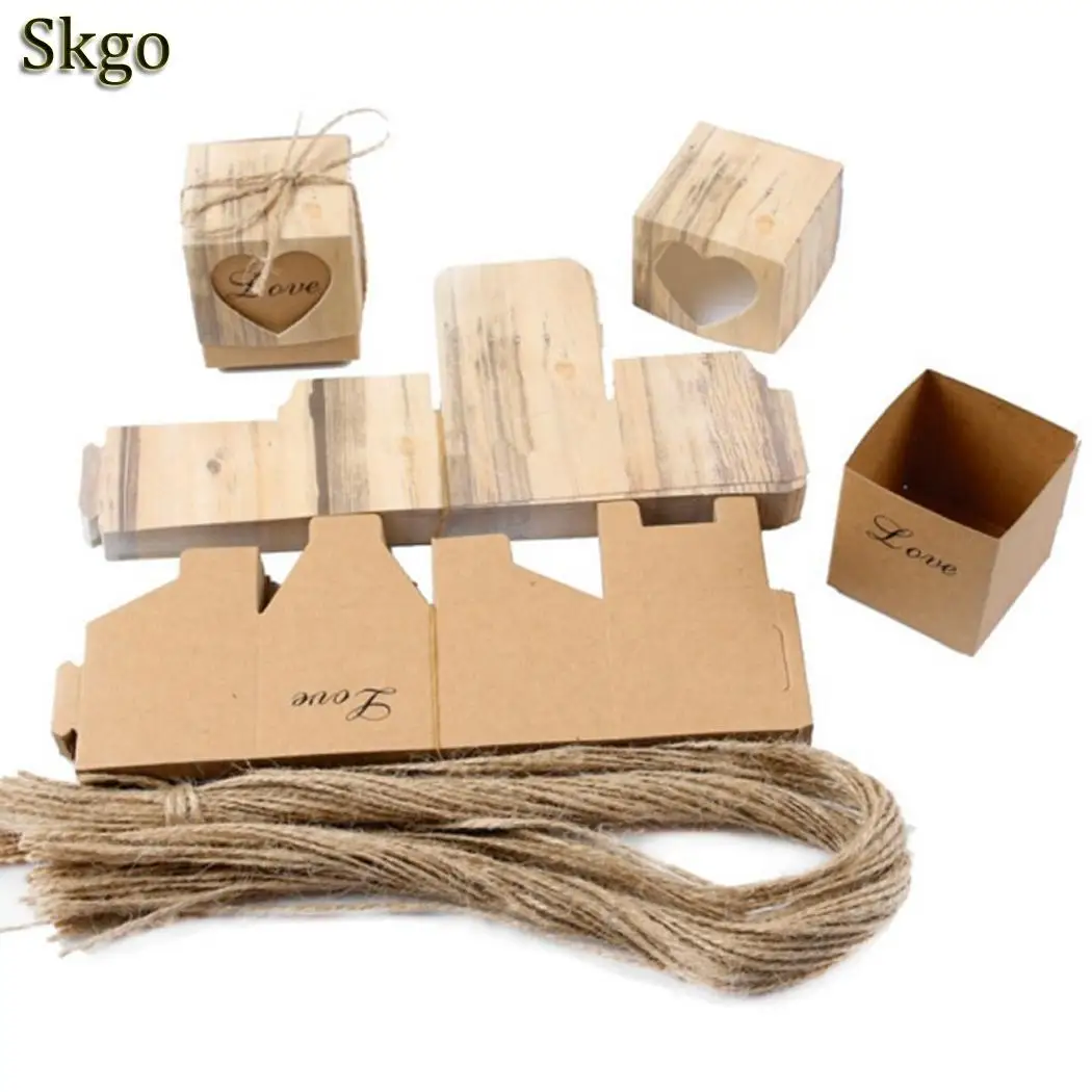 3 шт./лот подарочные коробки упаковка пеньковая веревка конфетная квадратная