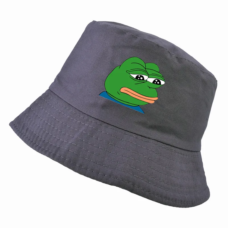Серый Мужские и женские грустная лягушка Кепки Лето папа Панама harajuku поп Pepe жизнь отстой шляпа моды папа рыболов Кепки ремень сзади лягушка мем - Цвет: Серый