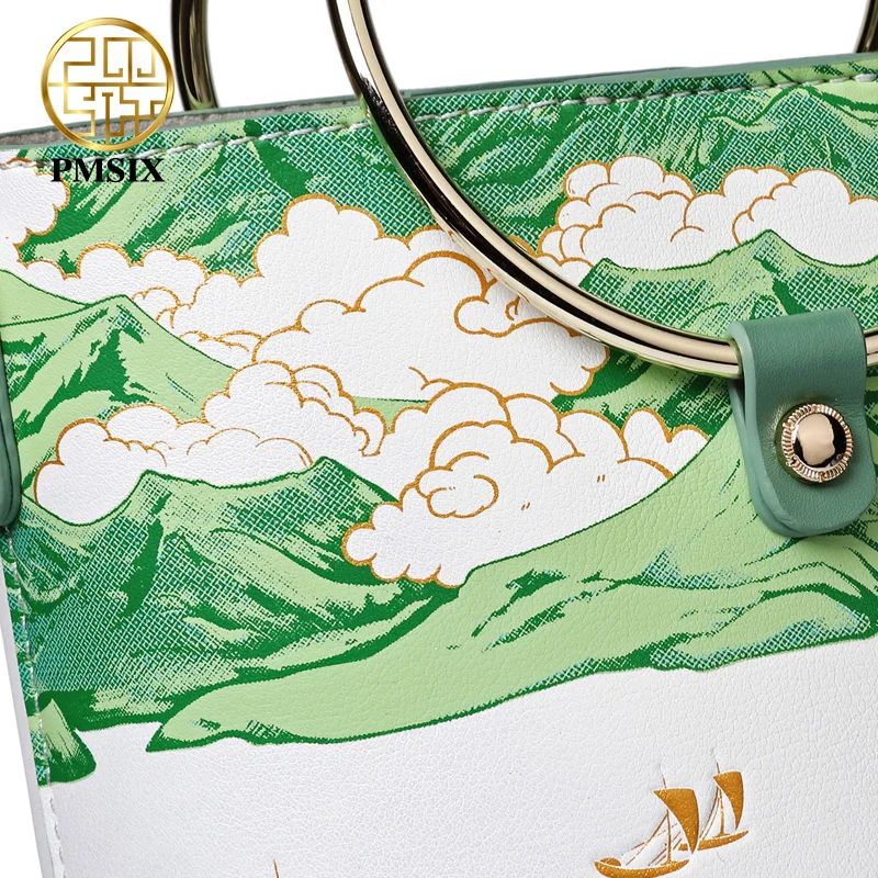 Роскошные кожаные женские сумки PMSIX с принтом дизайнерская зеленая сумка через
