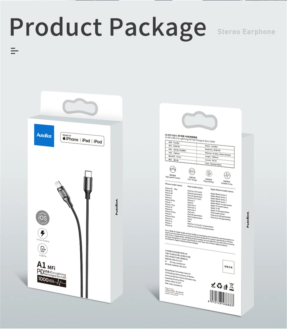 Rock MFI PD кабель для быстрой зарядки для iPhone 11 pro X Xr Xs Max 8 Plus 18 Вт шнур зарядного устройства для usb type C до Lightning 8Pin линия передачи данных