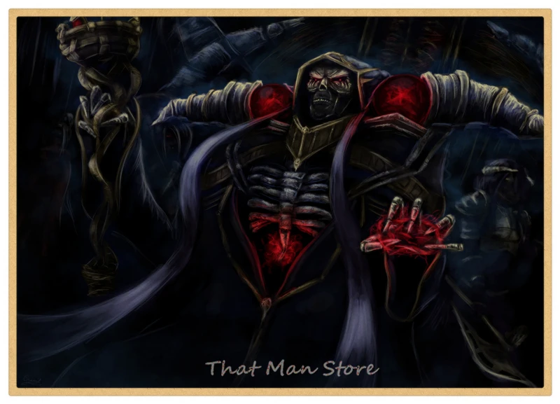 Overlord Ainz Ooal Gown Albedo Shalltear Bloodfallen Kraft Poster Retro Wall Stiecker Japanese Anime 42*30CM | Дом и сад