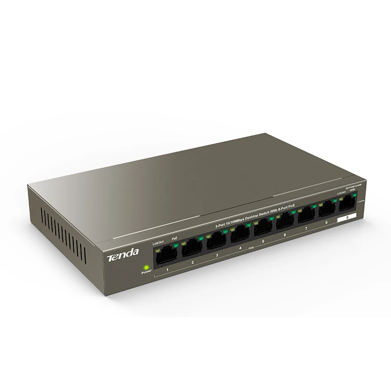 Tenda TEF1109P 8 63W Fast Ethernet полнодуплексный коммутатор 10/100 Мбит/с мощность 1 Гбит/с 58 Вт 250
