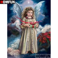 homfun 5d diy diamond painting full squareround drill angel girl embroidery cross stitch gift home decor gift a07939